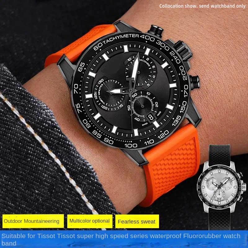 Premium-Grade Fluorine Rubber watchband For Tissot T-Sport Darth Vader T125617 T116617 T116 men 22mm