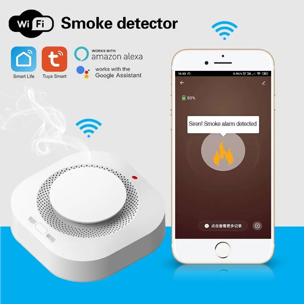 Sensor Asap Deteksi Smoke Detector Tuya Smart WiFi Alat Pendeteksi Asap Kebakaran 85dB Earykong IoT 