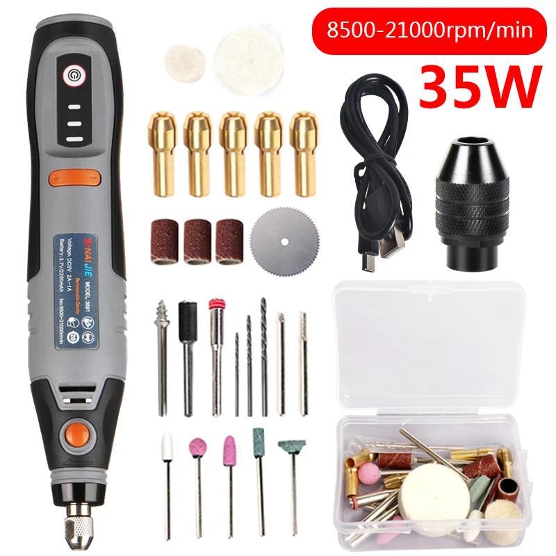 35W USB Engraving Tool 3 Speed Cordless Drill Rotary Tool Reargeable Polishing Maine Mini Wireless E