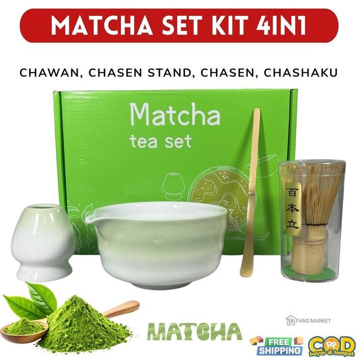 One Two Cups Matcha Set Kit Jepang Lengkap 500ml | Chawan Chasen Bamboo Whisk Matcha Tea Set Premium