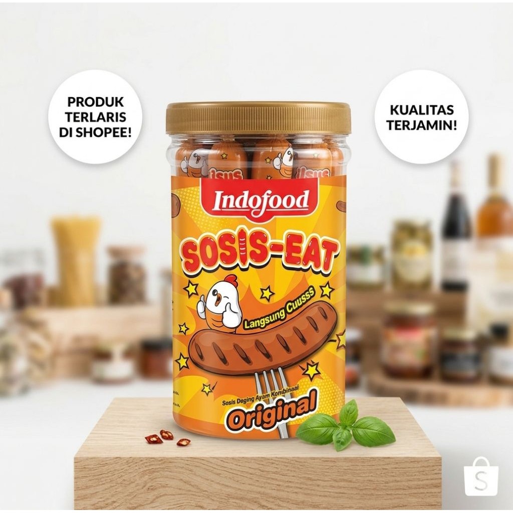 1 Toples Sosis Siap Makan Sosis Eat Indofood Original & Ayam Geprek 17 Buah