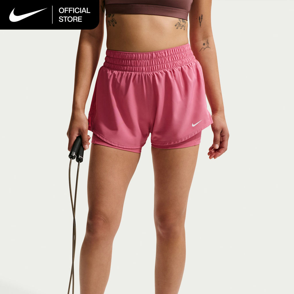 Nike Dri-FIT Women's One Mid-Rise 3" 2-in-1 Shorts - Peony [DX6013-641]