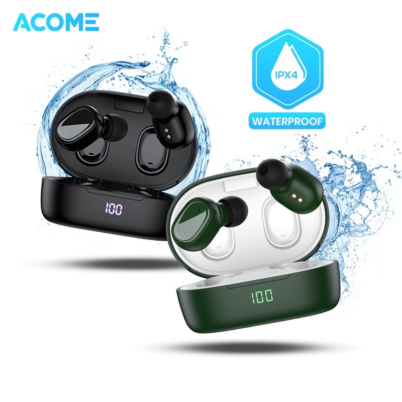 Promo Murah Acome Headset Earphone Bluetooth 5.0 TWS LED  Garansi Resmi 1 Tahun Airdots T1 Terlaris