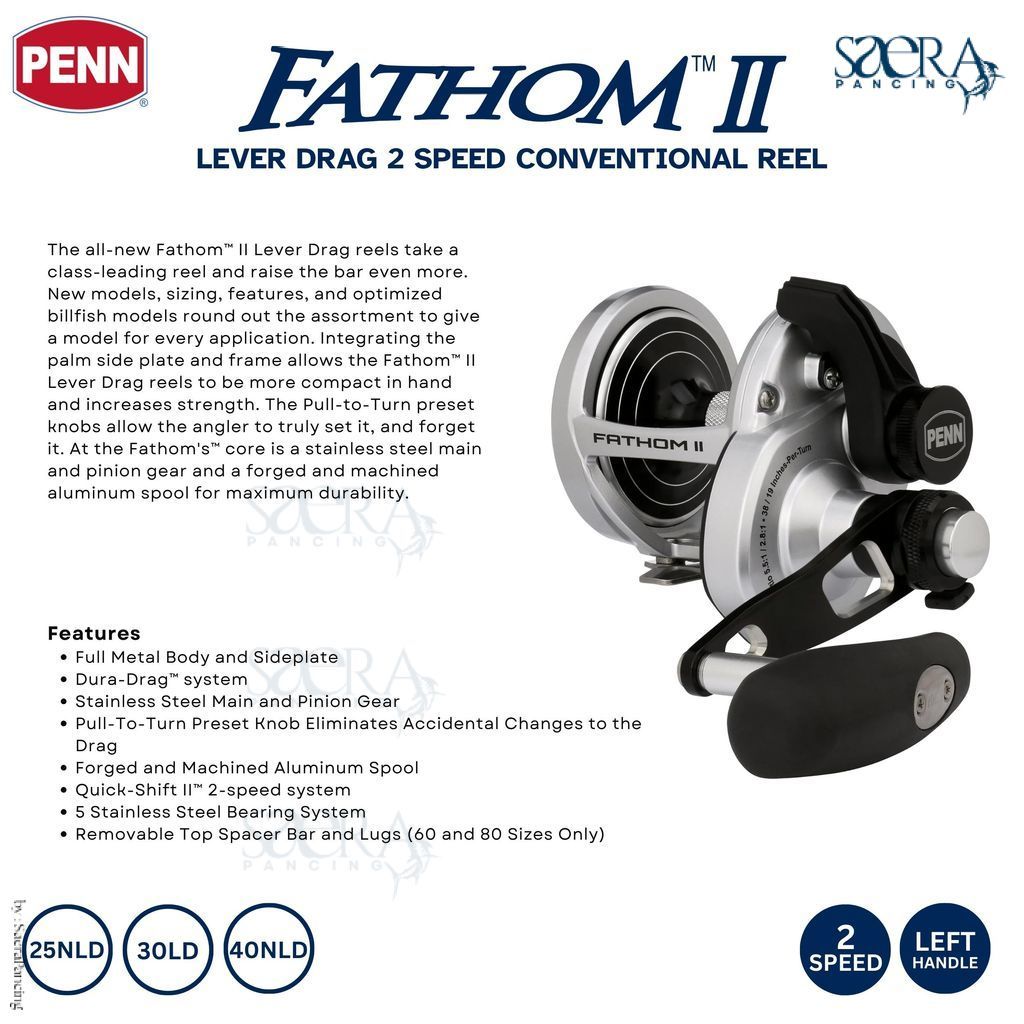Saera Pancing Reel Pancing PENN Fathom II Bent T Handle JDM Lever Drag Handle Kiri Overhead Jigging 