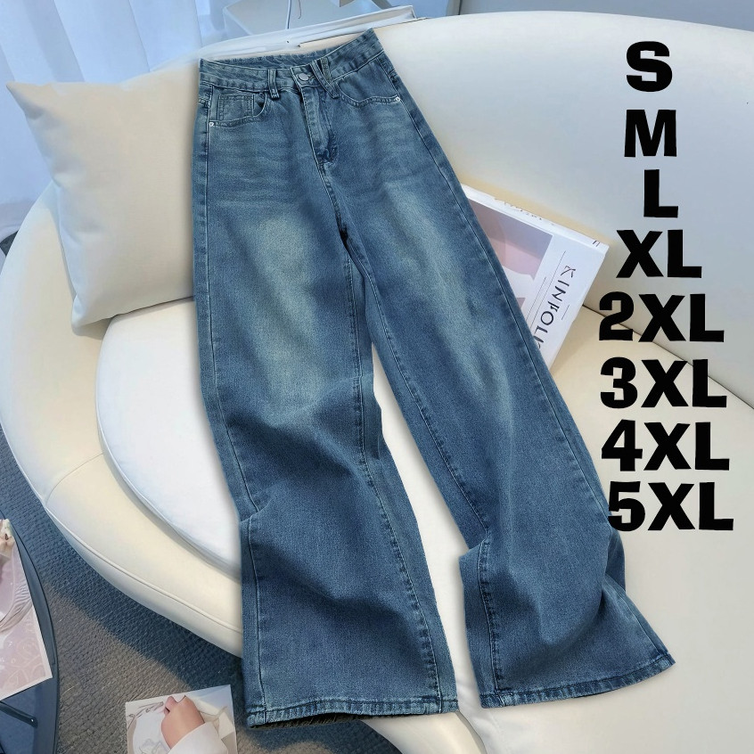Ricola S - 2XL Celana Jeans Bigsize Jumbo Jeans High Waist Wanita / Celana Jeans Wanita Pinggang Kar