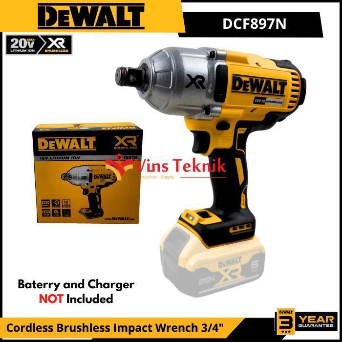 DEWALT DCF897N DCF897 Mesin Pembuka Baut Baterai Cordless Brushless Impact Wrench 3/4" 950Nm 20V