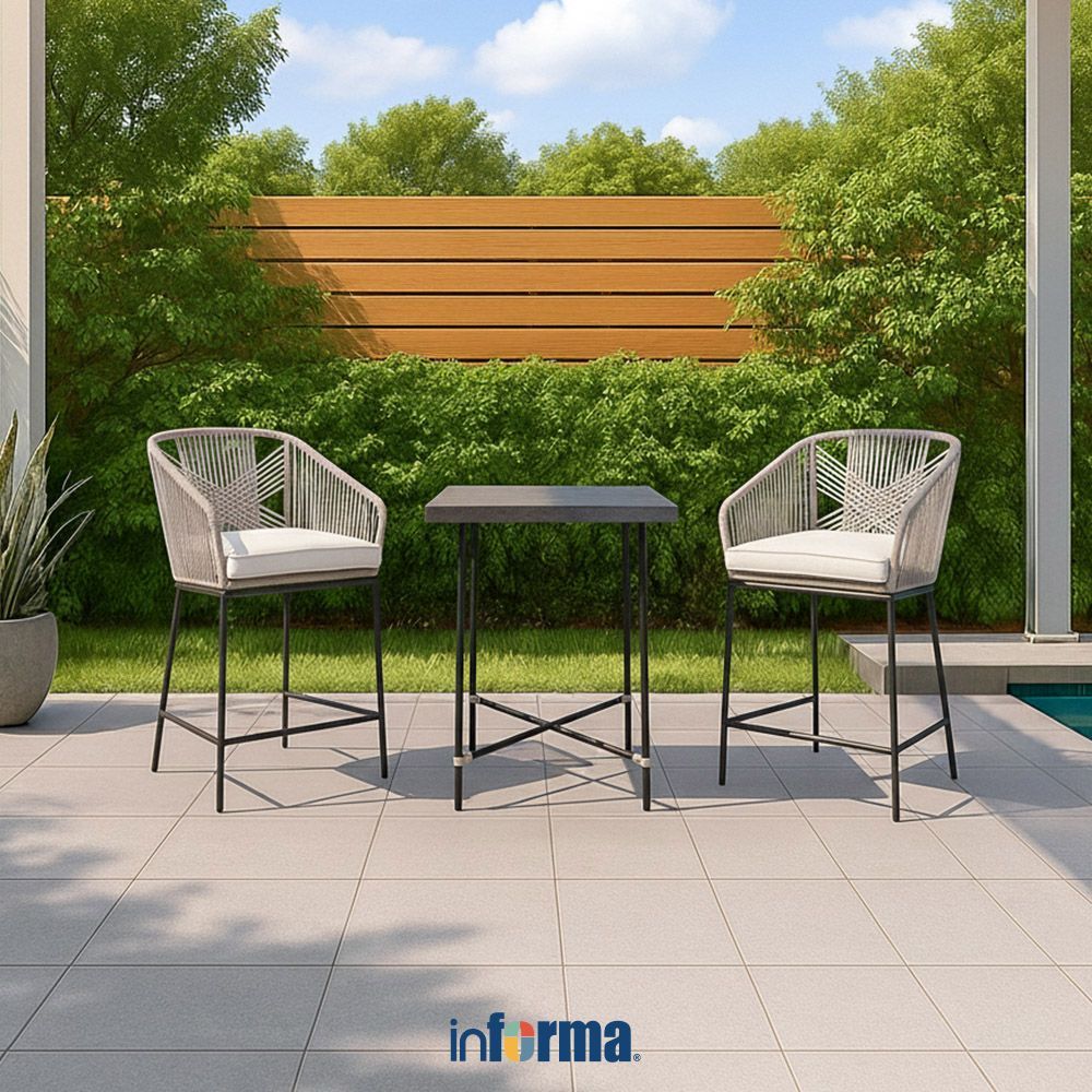 Informa Sl Yorick Set Kursi & Meja Bar - Krem Beige Bar Stool Kursi Kafe Bartending Bar Table Meja M