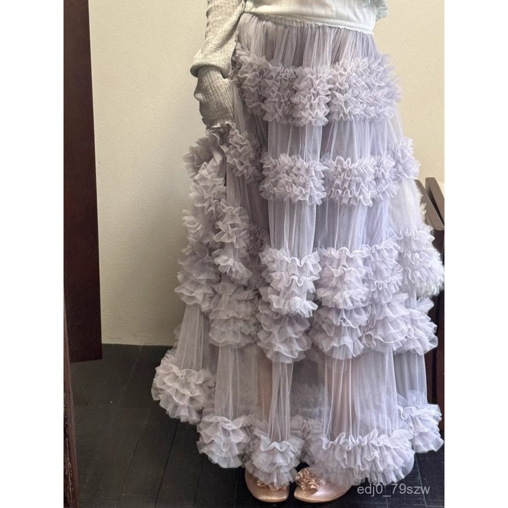 Women's Korean Style Simple Mesh Layered Cake Skirt Puffy Cake Skirt