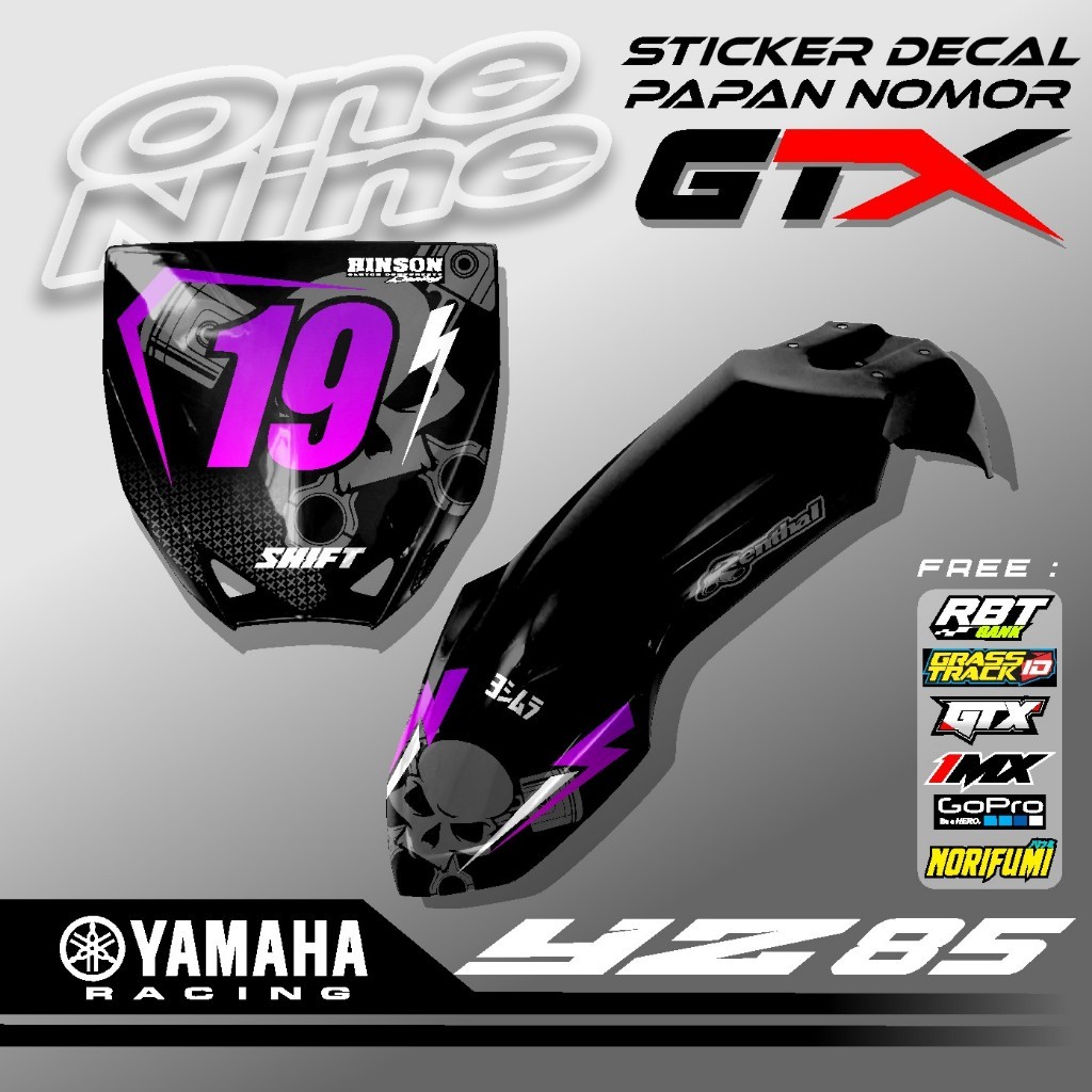Stiker Decal Papan Nomor Start YZ 85 New Bebek Modif Trail RBT Free Request Nama Nomor