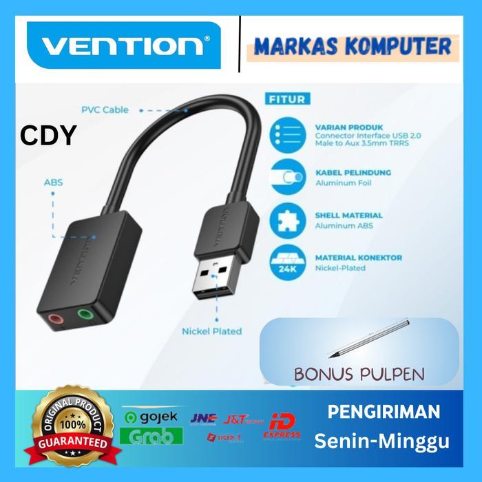 Vention CDY USB Sound Card 2 lubang ( mic + headset )