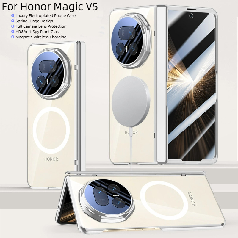 Untuk Honor Magic V5 Phone Casing Dengan HD Anti-Spy Front Tempered Glass Camera Lens Perlindungan P