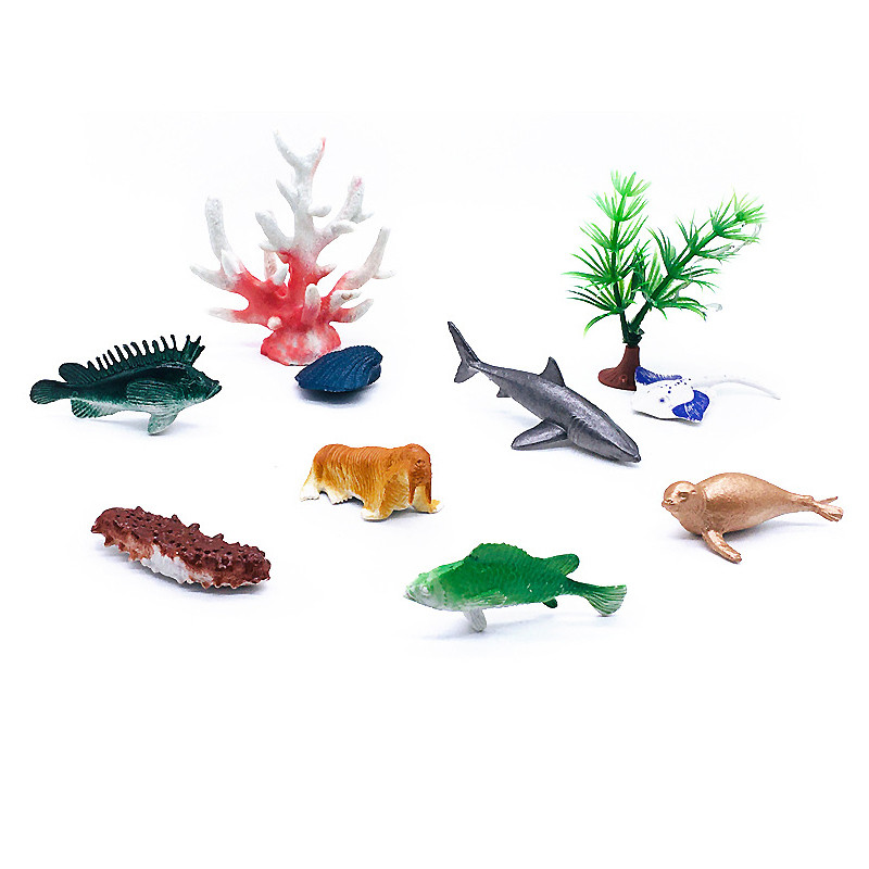 56-Piece Underwater World Model Set - Mini Marine Animals, Coral, Octopus, Nautilus, Crab, Lobster, 