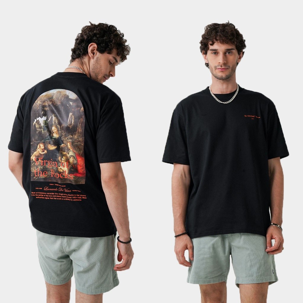 [HOT] CELCIUS "EPIC CHRONICLE" Oversized Graphic T-Shirt LIN000794C Hitam T-shirt pria