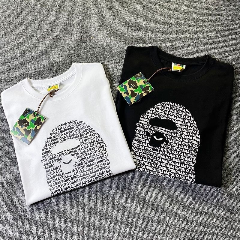 Kaos A bathing ape original men T shirt letters form ape head loose bape couple round neck top bape 