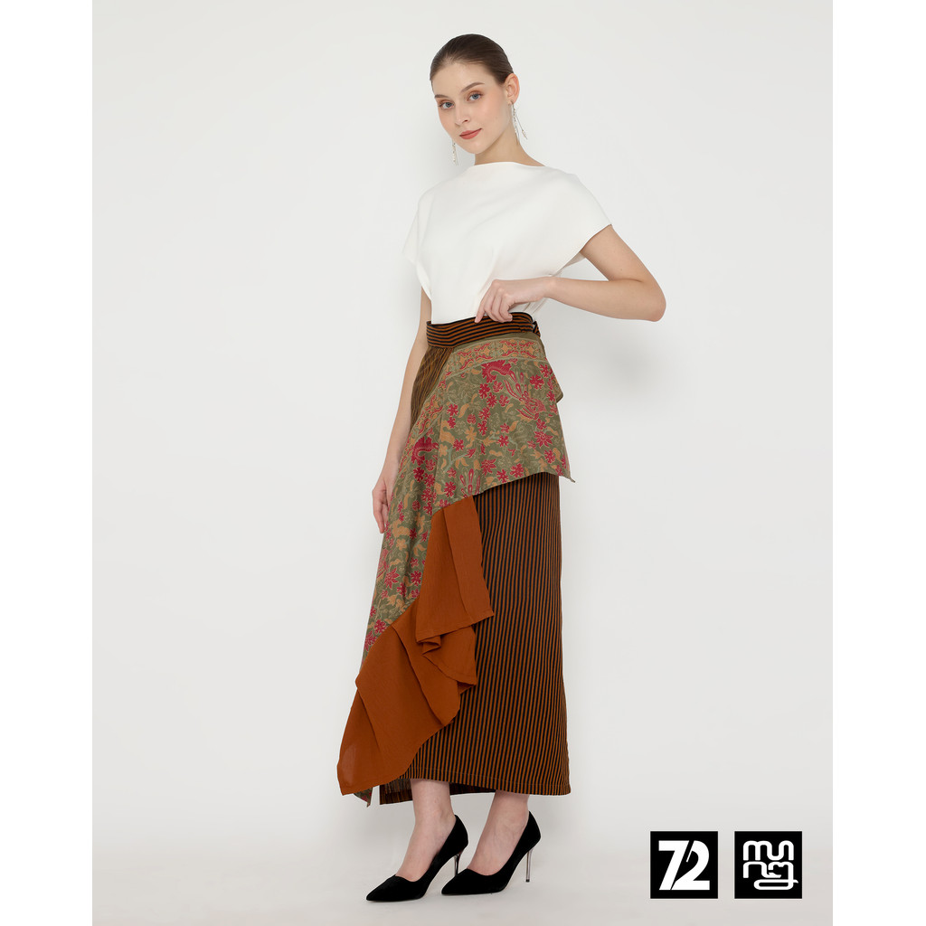 ROK BATIK SPAN Naura Long Skirt Lilit Kebaya Instan Modern Lurik Warna Hijau 72 Batik x WearLori 726