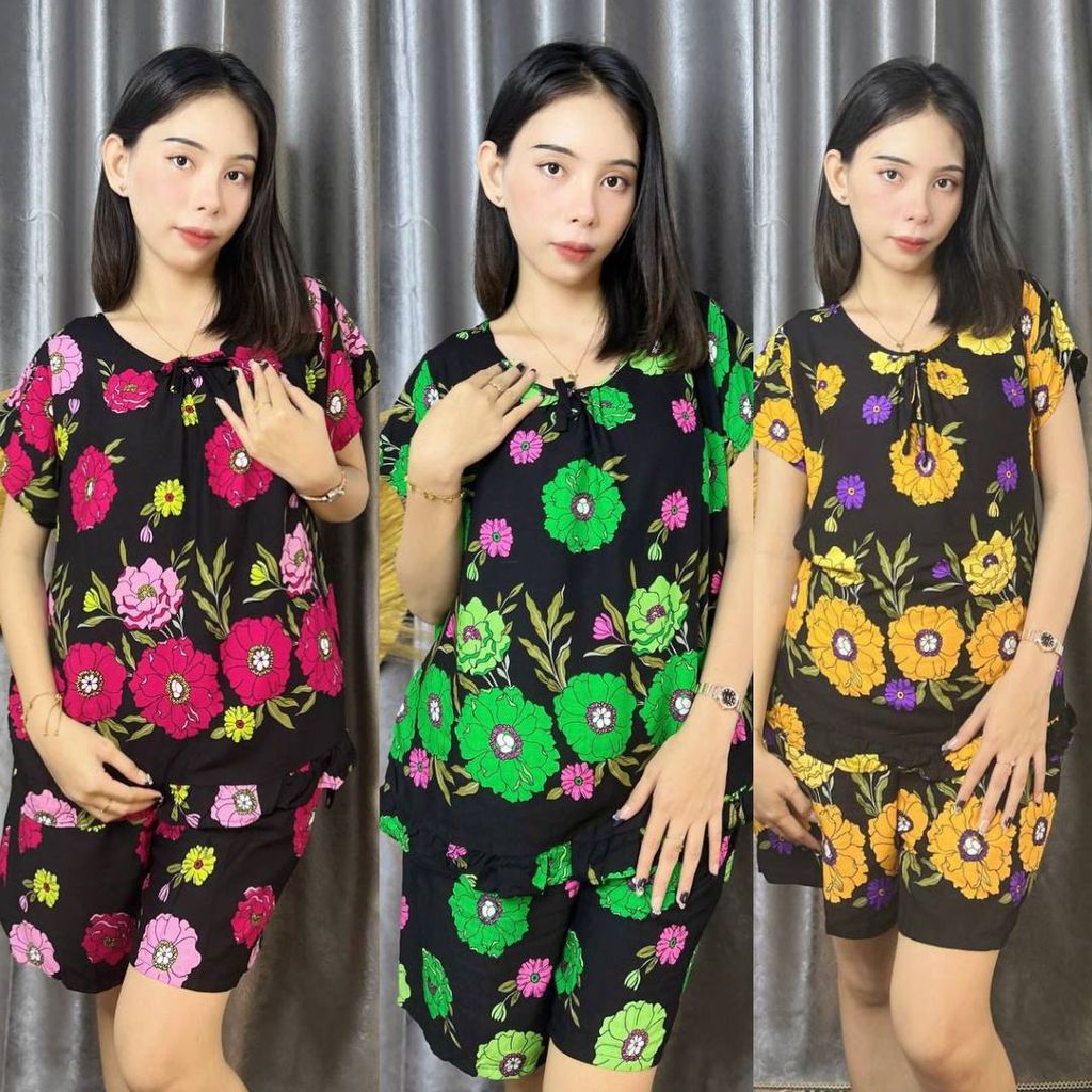 Baju Tidur Gajah Putih / Piyama wanita motif bunga
