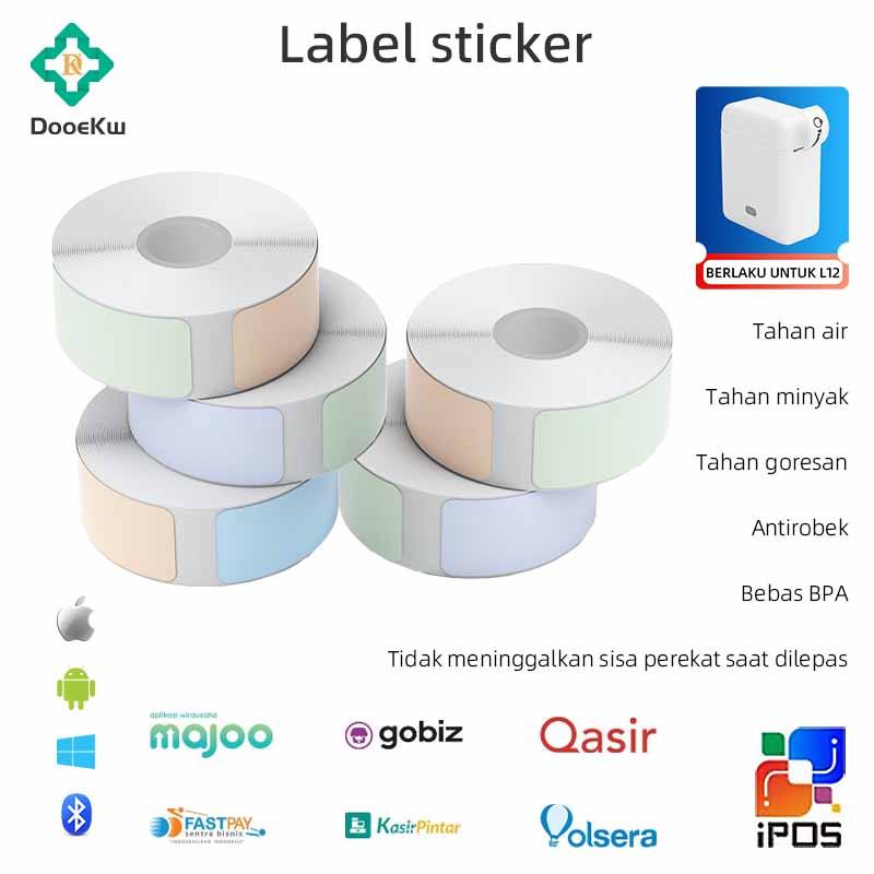 L12  Kertas Label Warna Thermal Waterproof, Stiker Outdoor, Kertas Label Tahan Lama