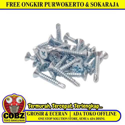 #8 x 1 IN / TM Sekrup FH SDS Rata Plus GRC Plafon Putih Biji