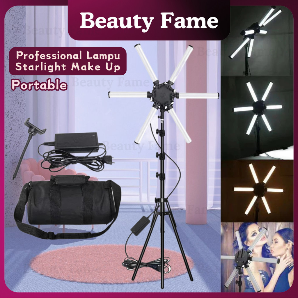 Beauty Fame GARANSI 1 TAHUNProfesional Lampu Starlight Makeup Portable Ring Light Tripod (+Tripod ta