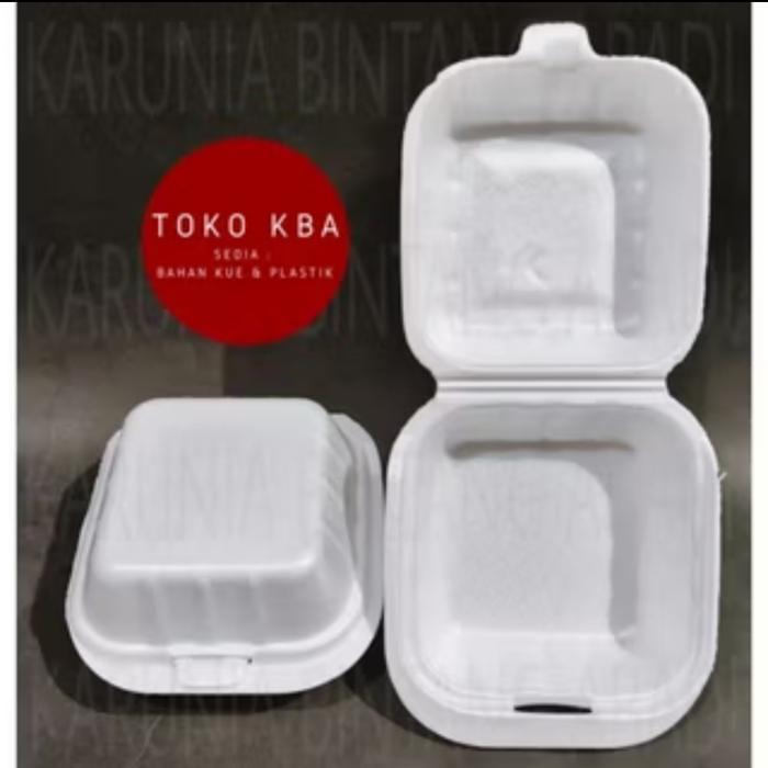 Styrofoam Bento Box Nasi Sterofoam Kotak Persegi Panjang Putih ( 1 ball ) - Bento 100 pcs
