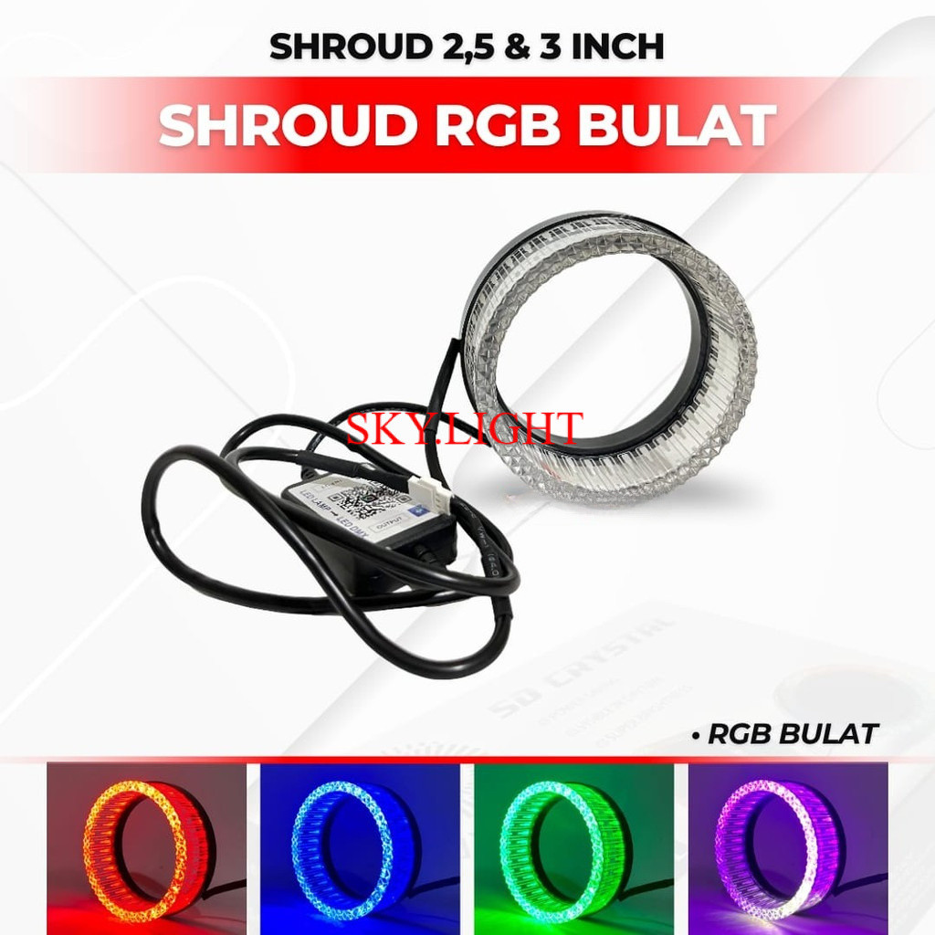 SHROUD 5D 3 INCH BULAT WRGB  BLUETOOTH APP ANDROID IOS CONTROLLER AKRILIK PREMIUM - SATUAN