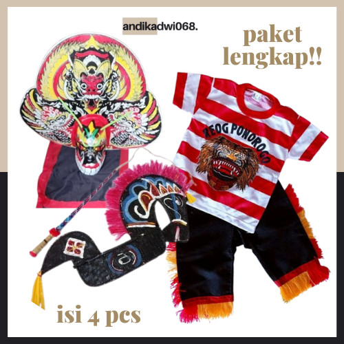 Paket  Lengkap Barongan Setelan Jaranan Pecut Anak Mainan Koleksi Jaran Kepang Kuda Lumping
