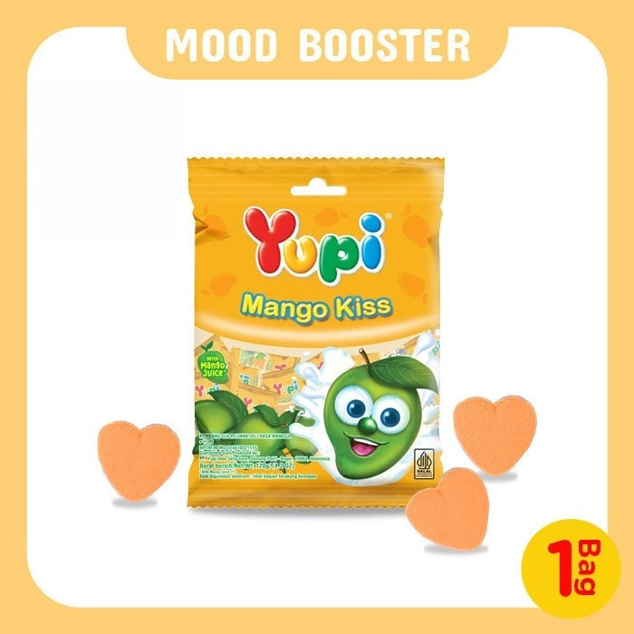 Yupi Mango Kiss Bag 120g Original - Permen Jeli Gummy Rasa Mangga Kemasan Bungkus --