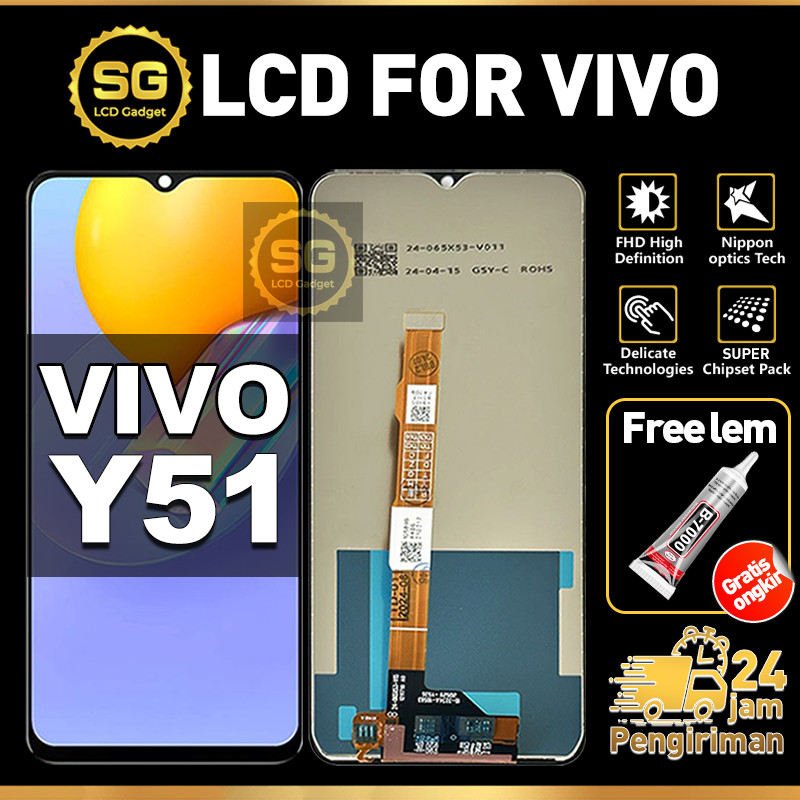 SG LCD VIVO Y51 Fullset HP Touchscreen VIVO Y51 Free Lem Glass Touch Screen Digitizer COD