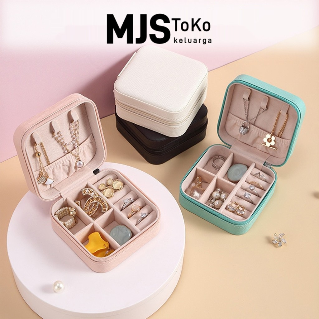 MJS Toko Kotak Perhiasan Mini Travel Wanita Portable Organizer Cincin Kalung Anting Simpan Aksesoris