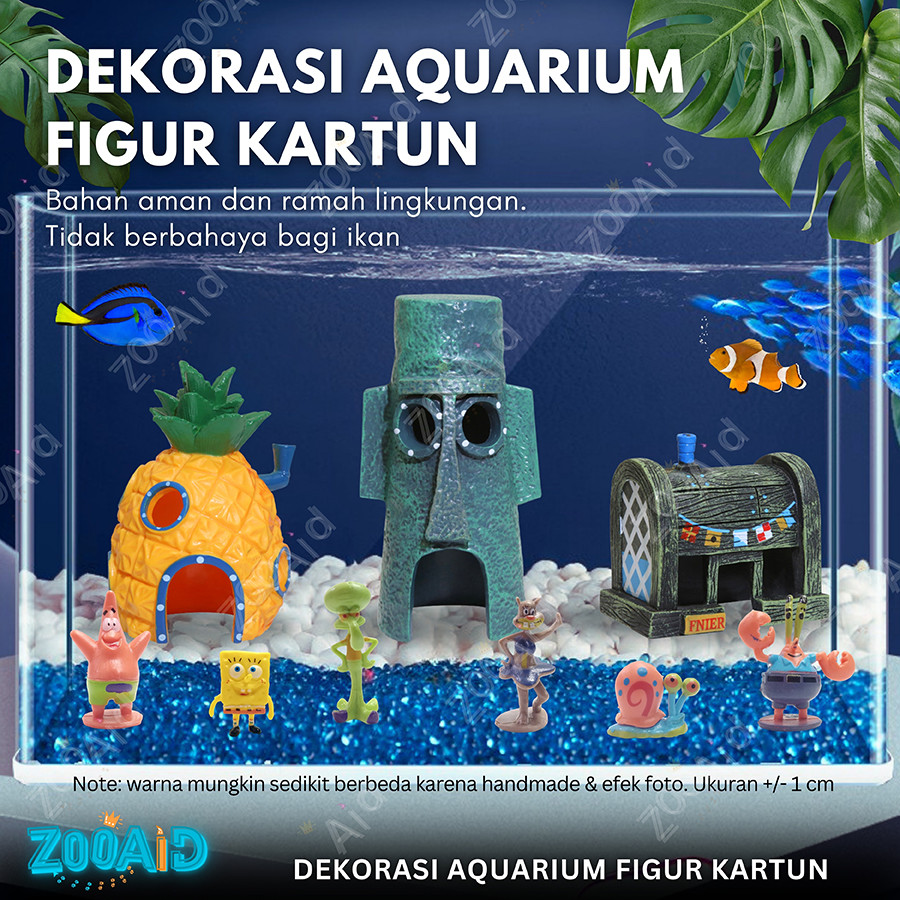 Hiasan Aquarium Spongebob Dekorasi Aquascape Akuarium Ikan Squidward Decoration Fish Tank