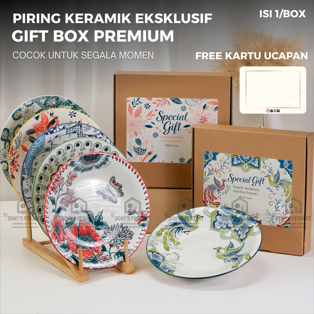 WINSTON Hampers Piring Keramik Eksklusif | Piring Motif Elegan | Kado Pernikahan Hampers Natal