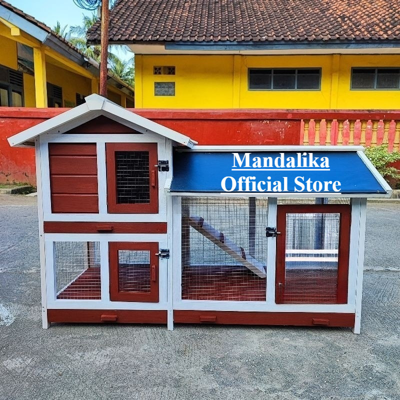 Kandang Kelinci Kayu Tingkat Minimalis | Rumah Kelinci Outdoor Indoor