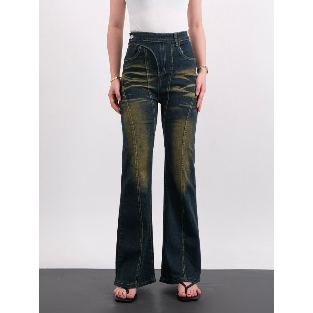 336 jeans | Highwaist Cutbray Jeans Flare Jeans Fit & Flare jeans wanita