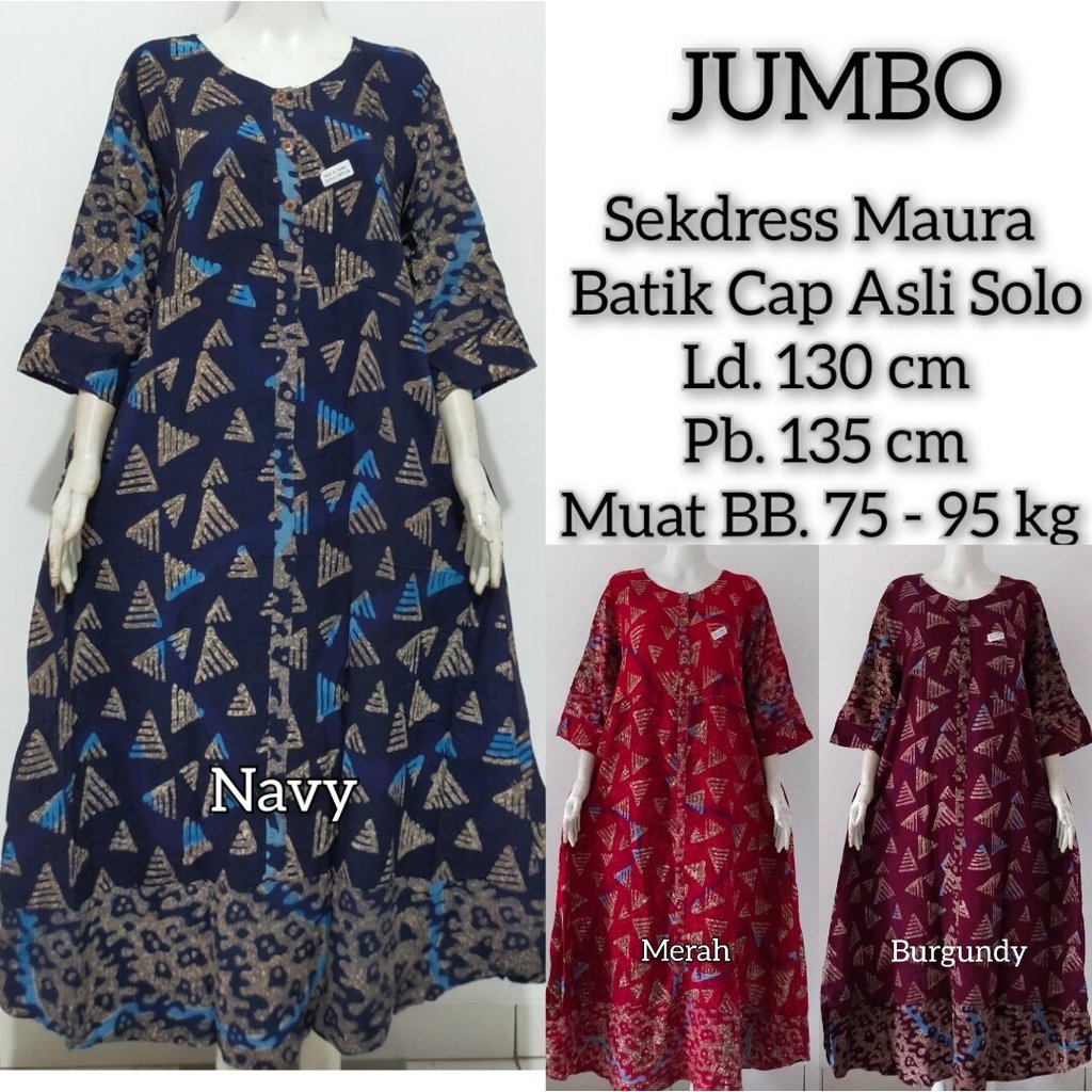 RIOZ - DASTER SEKDRESS JODHA JUMBO TERBARU  BATIK CAP SOLO MUAT BB 80 - 95 KG DASTER PANJANG JUMBO T
