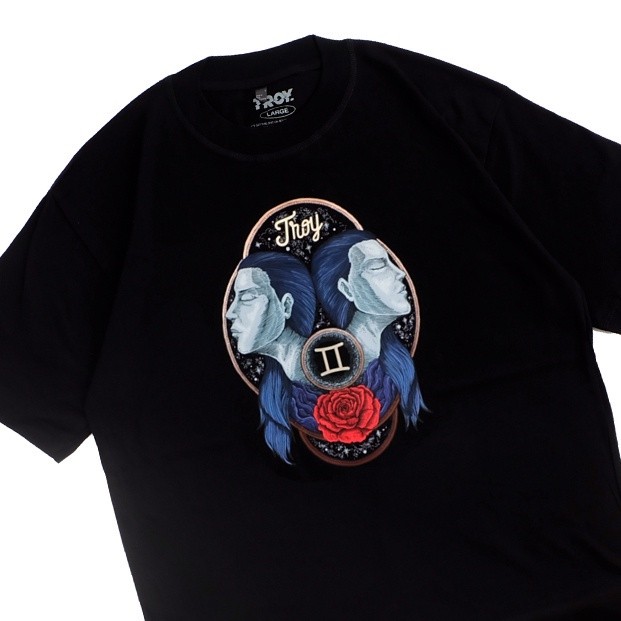 Troy Company T-Shirt Kaos Hitam Zodiac Series Zodiak Gemini MT 2064