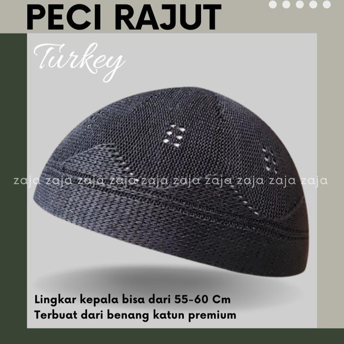 Terlaris_ Zaja - Peci Rajut Pria Dewasa Kopiah Haji Warna Maroon  Quality Peci Rajut Turki Polos Ela