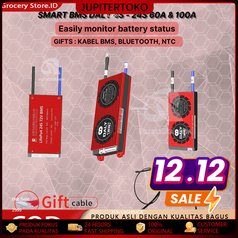 BMS Baterai Lithium Iron Phospate Lifepo4 4S 12V DALY 200Ah/ BMS LiFePO4 4S 8S 16S 20S 50A 60A 80A 1