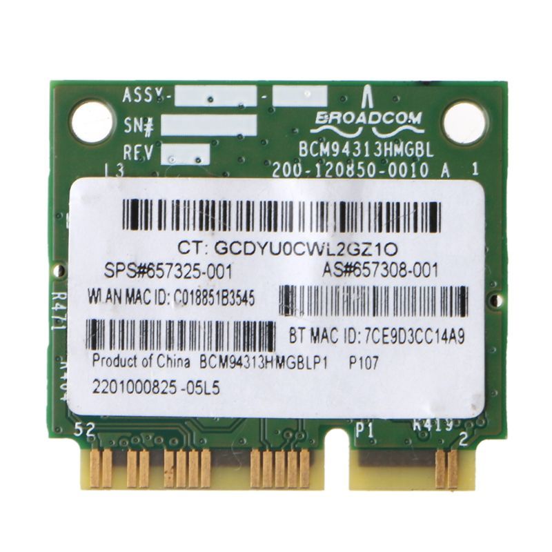 For Broadcom BCM94313HMGB BCM20702 Wifi +4.0 Bluetooth Half Mini PCI-E Wireless Card Adapter for-HP 