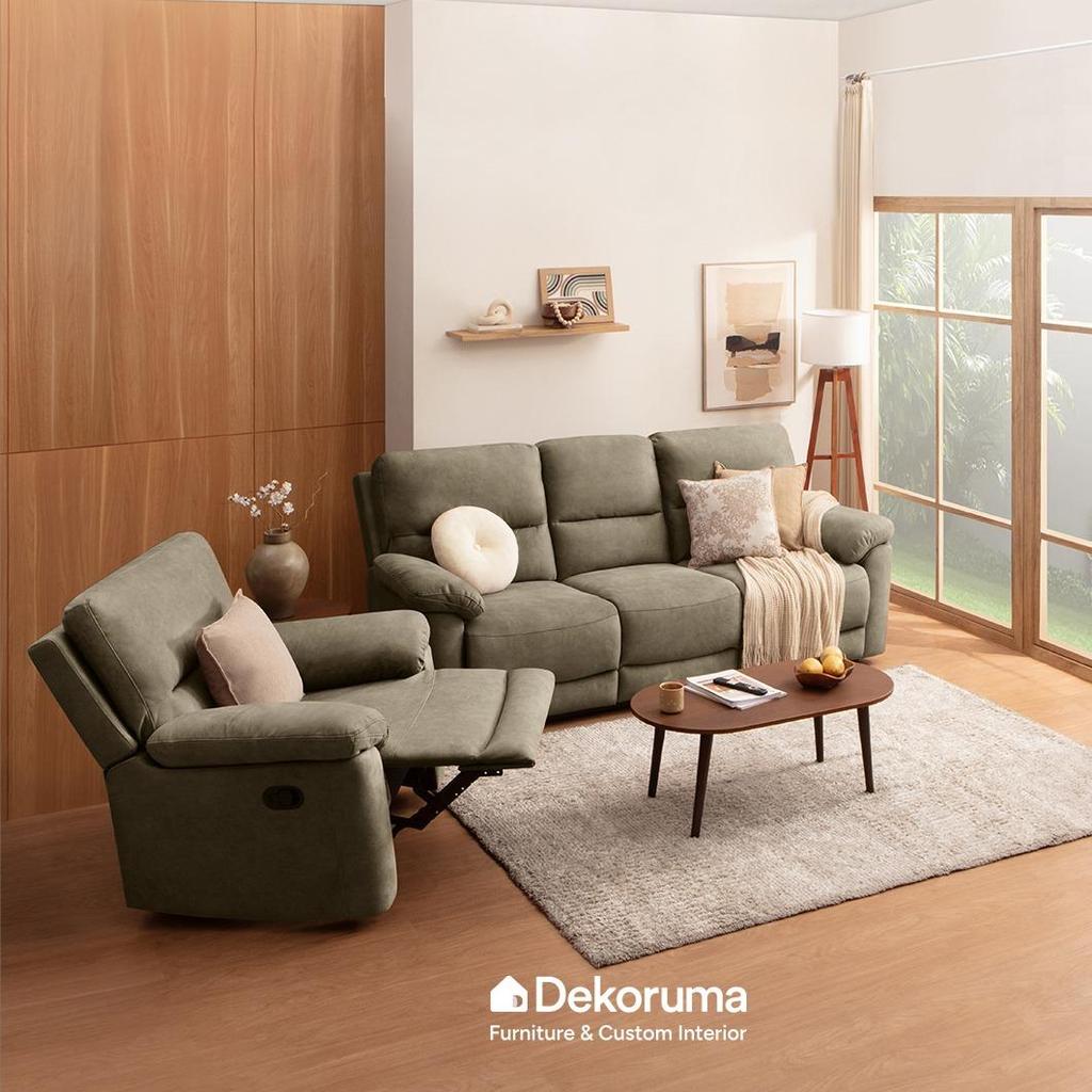 Dekoruma YAGAMI Sofa Recliner Kulit / Sofa Santai Keluarga / Sofa Reclining Bahan Kulit