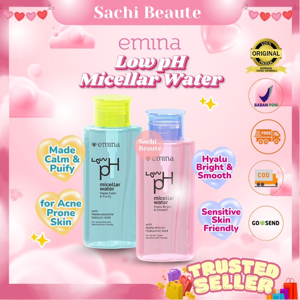 Emina Low pH Micellar Water HyaluBright & Smooth 300ml | Makeup Remover-Double Cleansing