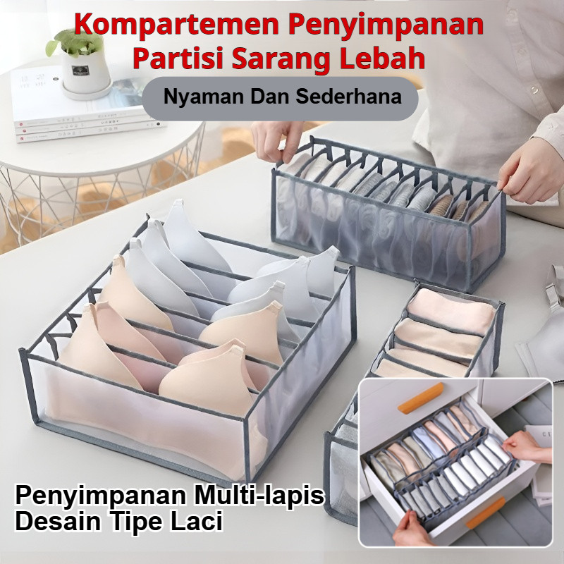 Kotak Penyimpanan Pakaian Dalam/Set 3 Potong Kotak Penyimpanan Kain Jala Kotak Penyimpanan Dalaman/K
