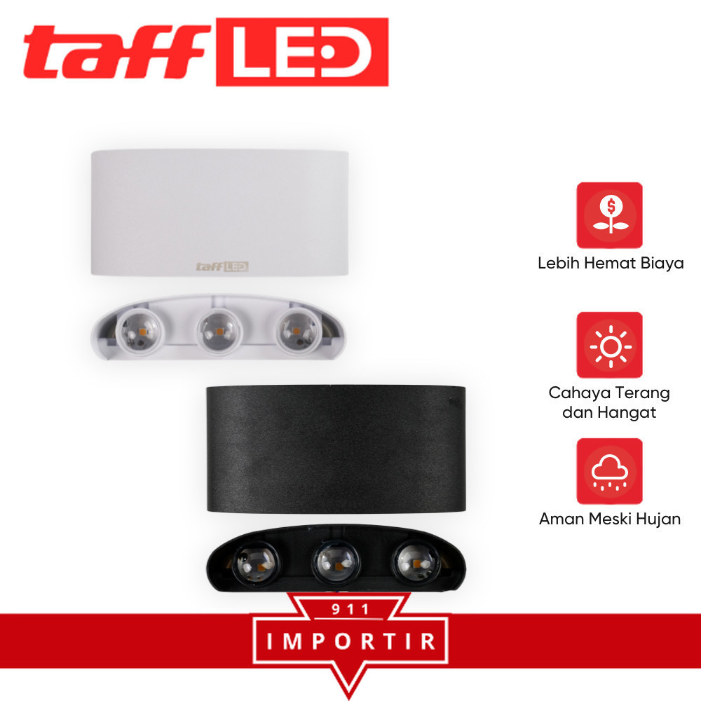 TAFFLED Lampu Dinding LED Indoor Plastic Body 6 LED Warm White 6W - 6T