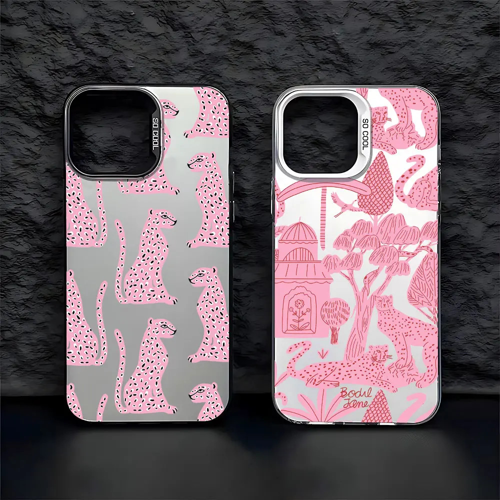 Casing OPPO Case Hp Motif Macan Tutul Warna Pink untuk OPPO  A3 A5 PRO A5X A38 3X 5 7 9 11 12 15 16 