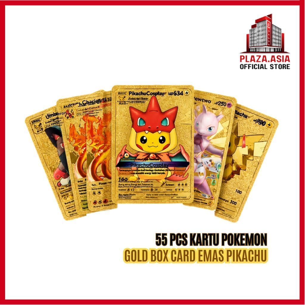 55pcs Kartu Pokemon Box Gold Cards Emas Card Pikachu BR410