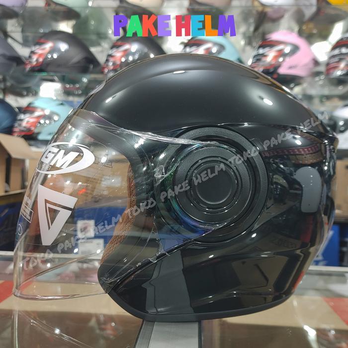 HELM HIJAB GM POP ANTI PUSING CEPOL WANITA ORIGINAL - POLOS HITAM, M BAR