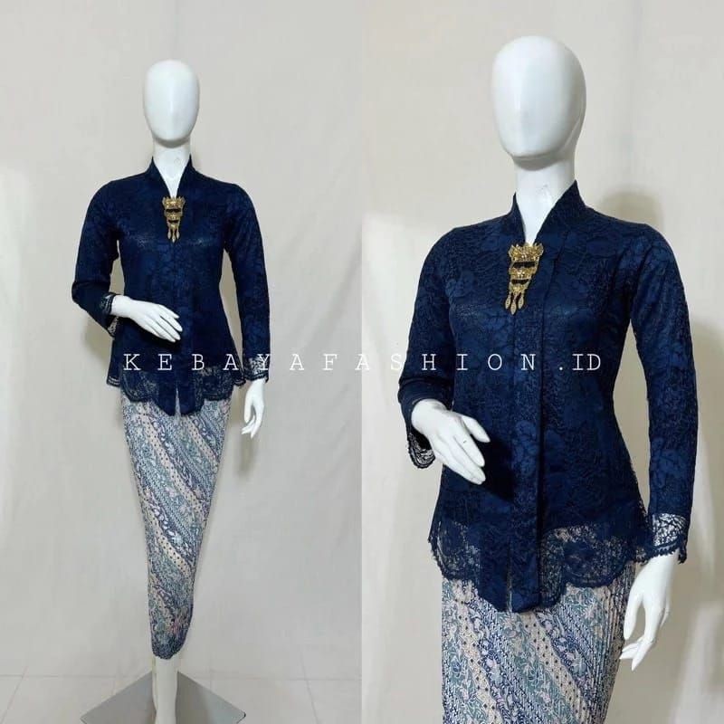 PROMO MURAH  SETELAN KEBAYA BROKAT FLOY LENGAN PANJANG / BAJU KARTINI WISUDA KONDANGAN MODERN / KEBA