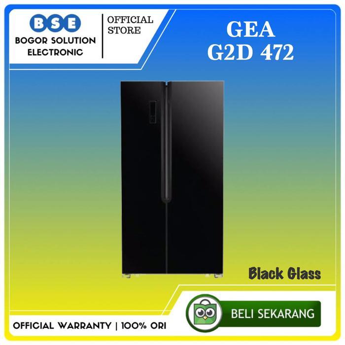 G2D-472 | G2D 472 | G2D472 | KULKAS MURAH SIDE BY SIDE GEA BLACK GLASS