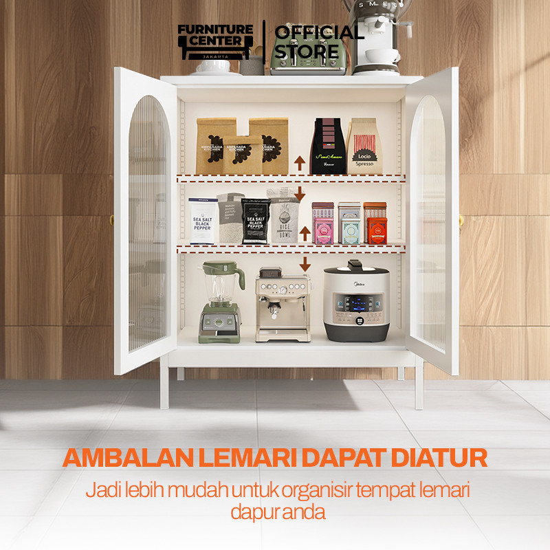 Lemari Bufet Besi Minimalis Rak Dapur Lemari Penyimpanan Multifungsi Meja TV Ruang Tamu