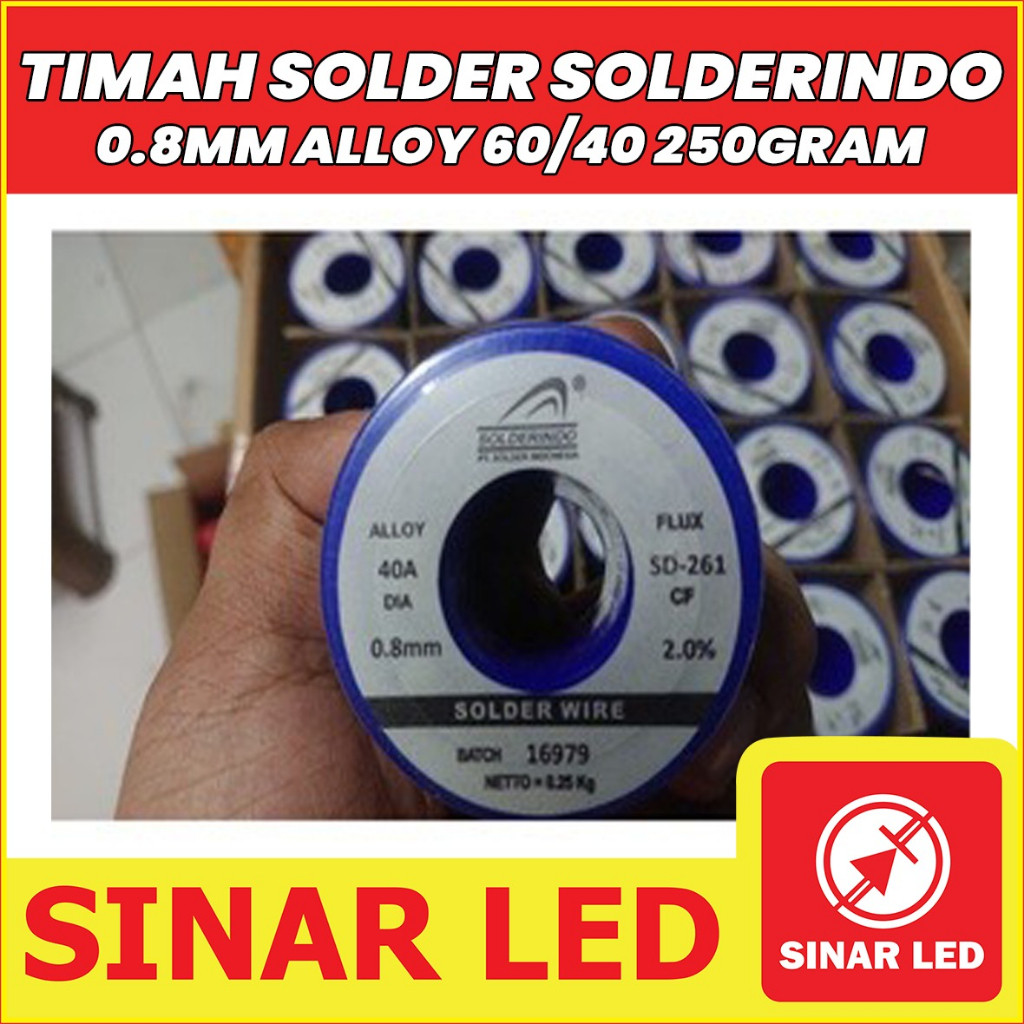 TIMAH SOLDER SOLDERINDO 0.8MM ALLOY 60-40 250GRAM / SOLDER WIRE - Alloy 63/37