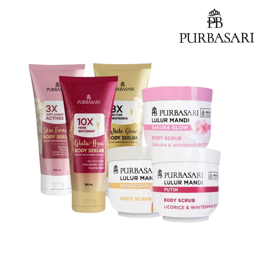Purbasari PAKET HEMAT Body Serum 180ml + Purbasari Lulur Mandi Body Scrub - Kulit Sehat Glowing